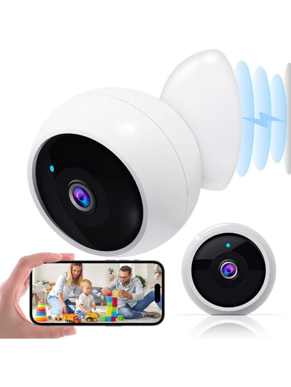 Indoor Wireless 2K Magnetic Security Camera - Clear Video & Picture Quality